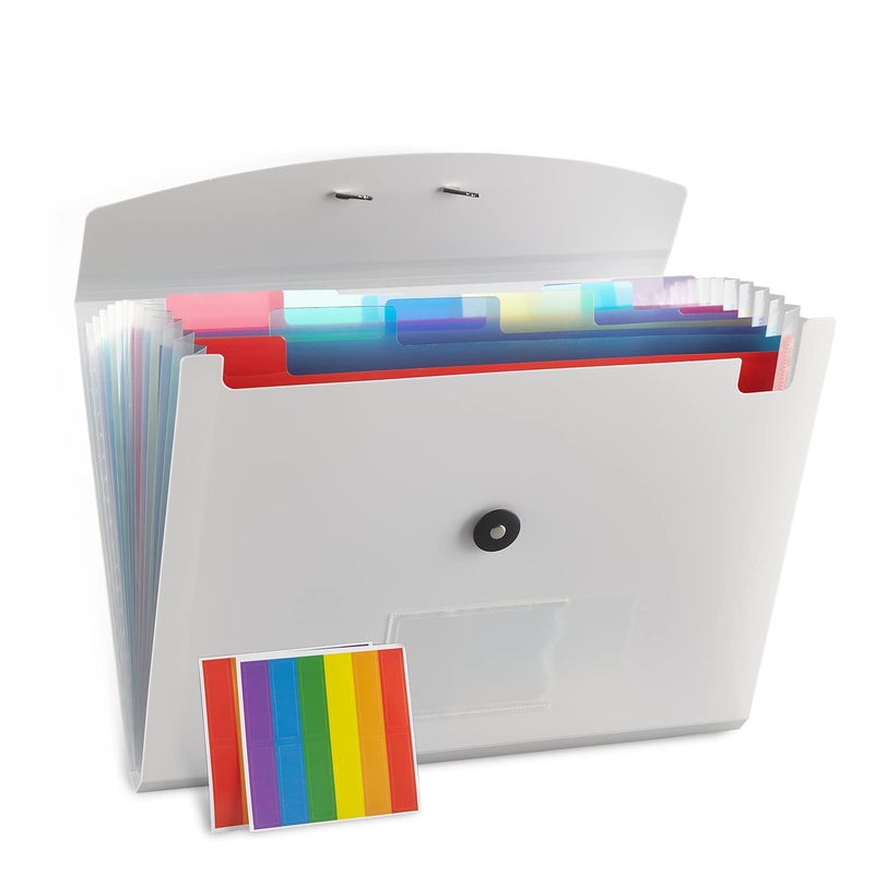 Nicfaec Expanding File Folder - 13 Pockets White Accordion Filing Organizer for Documents, Aesthetic Paper Folder - Image 1